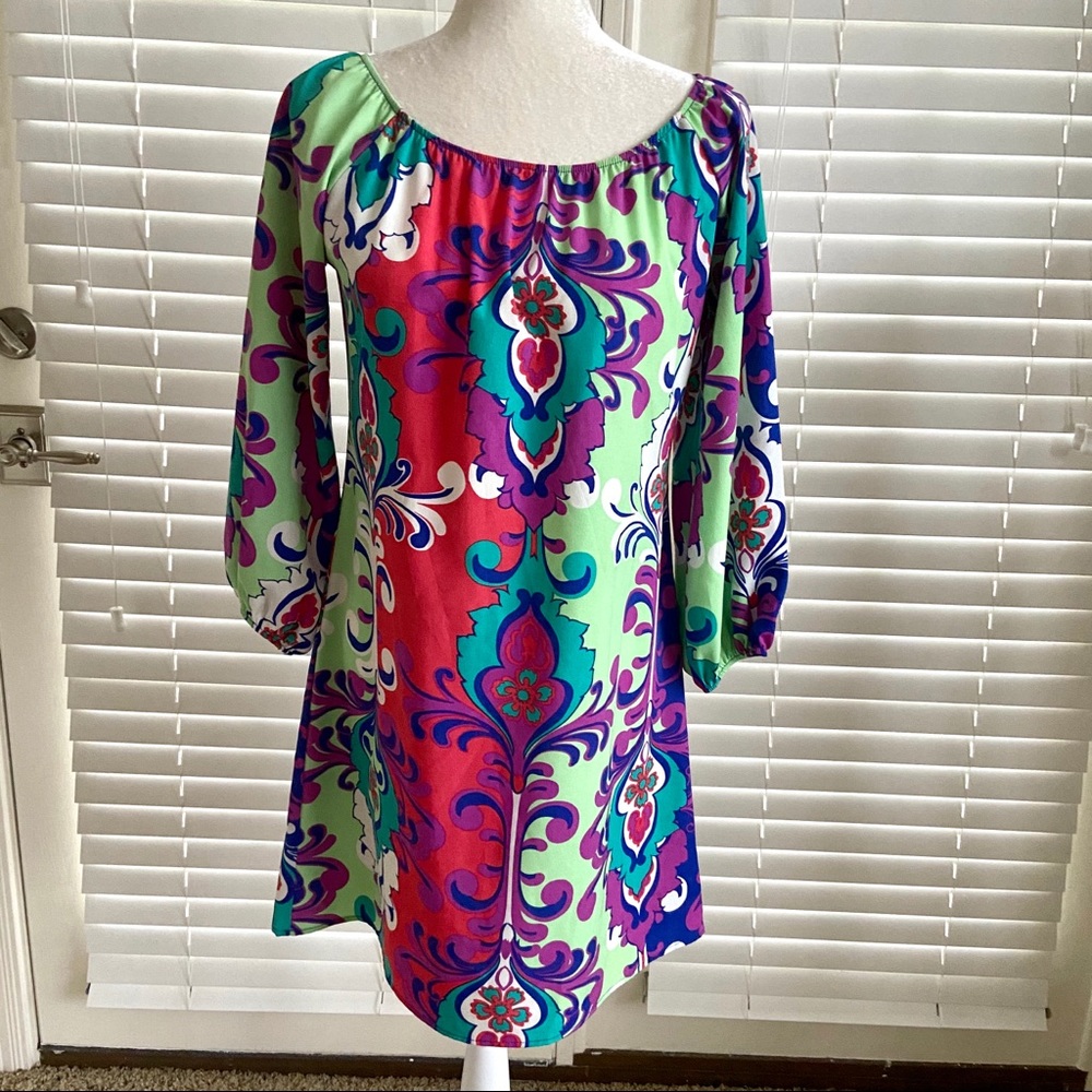 Paisley Kate Medium Pink Green Purple Sheath Dress